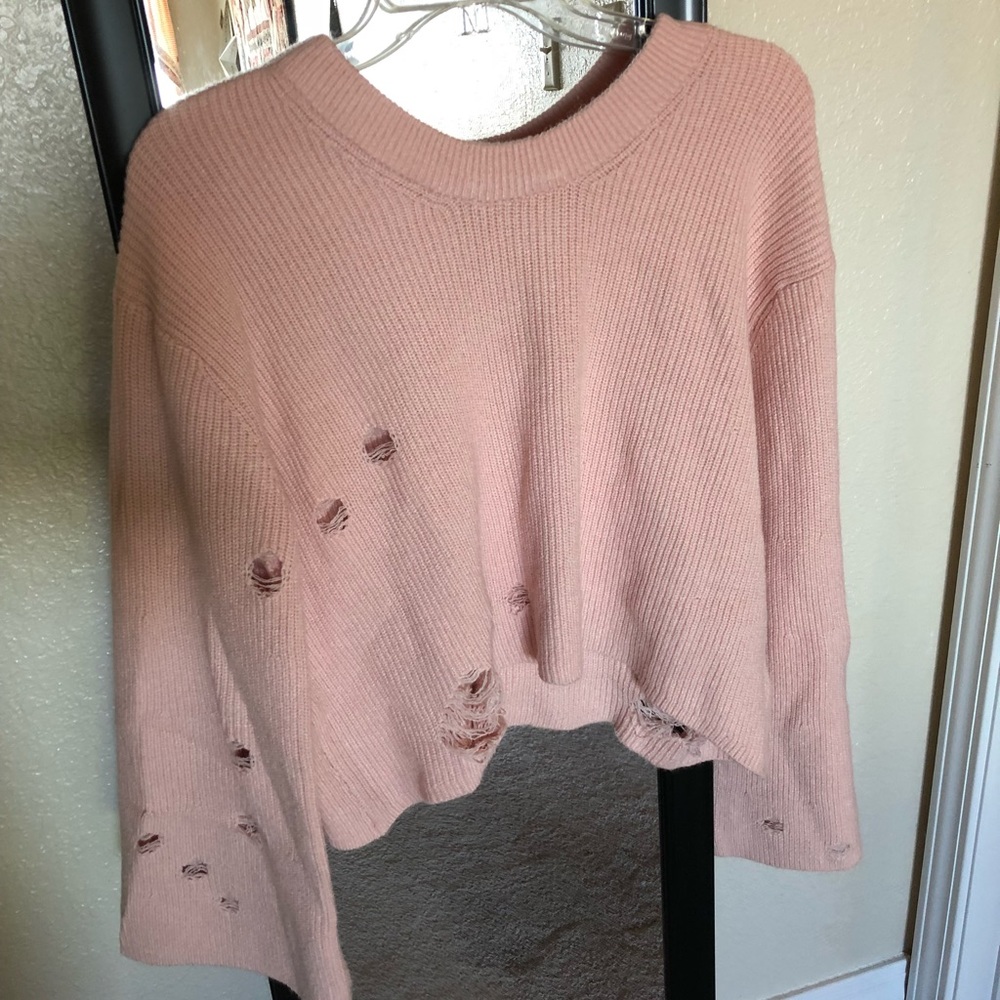 Pink Distressed Sweater - Picture 8 of 8